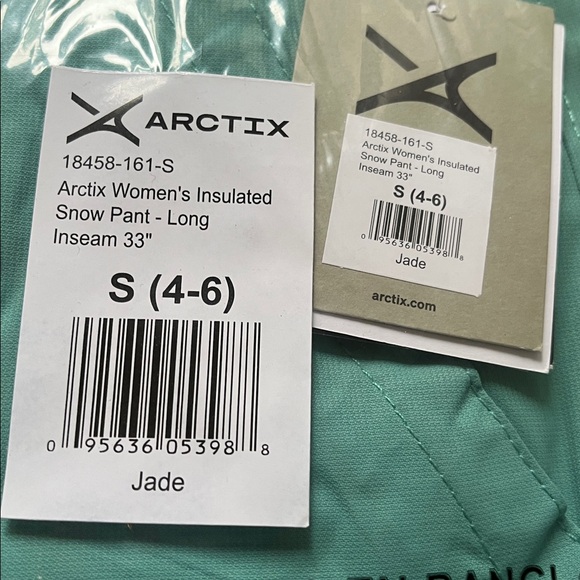 Arctix Women's Insulated Snow Pants SMALL (4-6) Long Tall 33" Inseam, Jade Green - Picture 10 of 11
